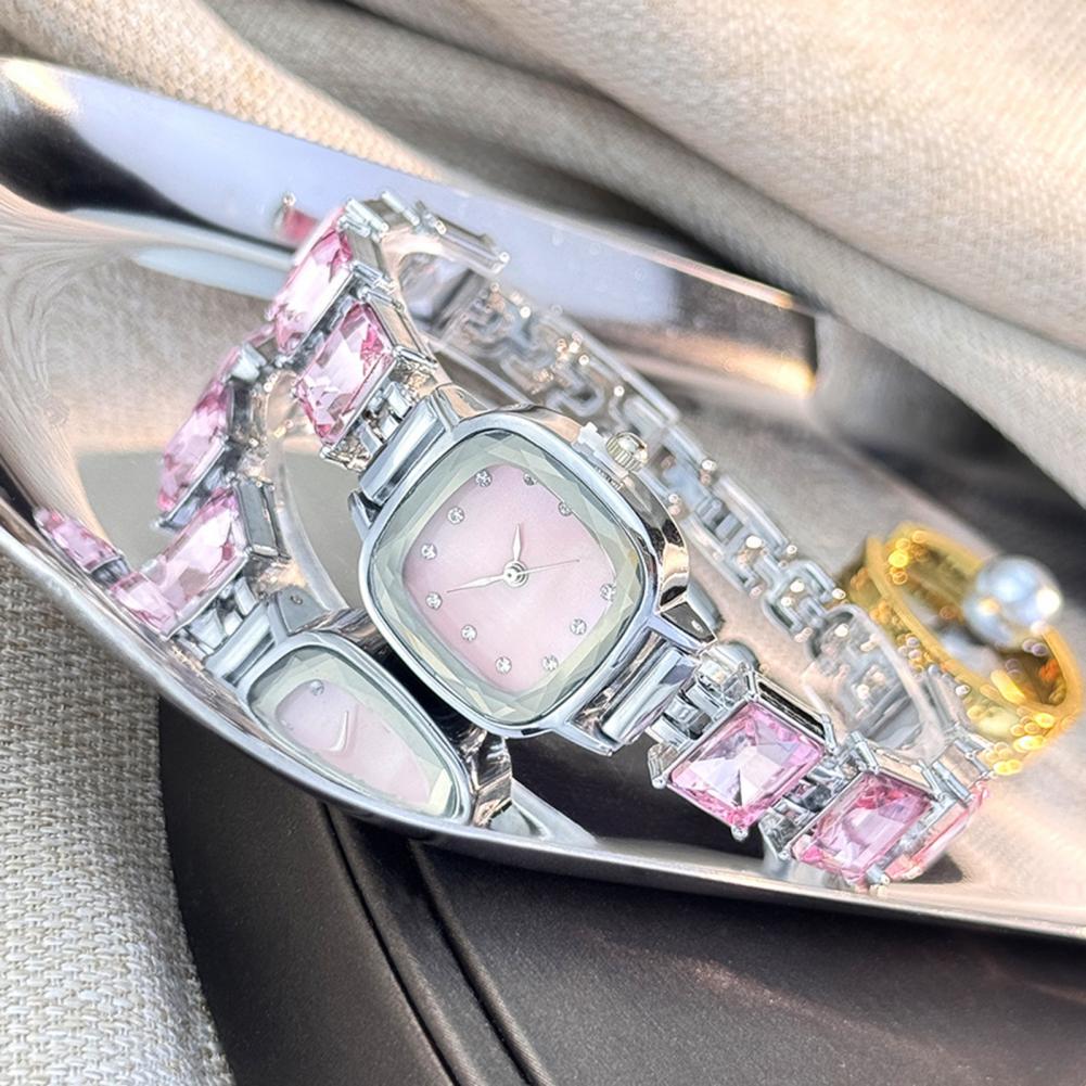 Luxury Watch Ladies - Błyszczący zegarek na bransolecie z kwadratową