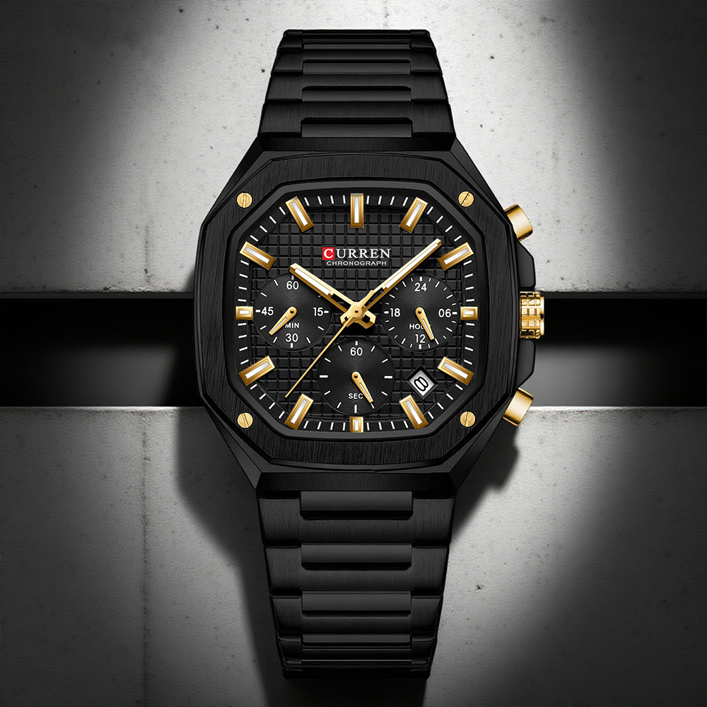 Luxury Watch Men - CURREN Luksusowy kwadratowy zegarek chronograf dla