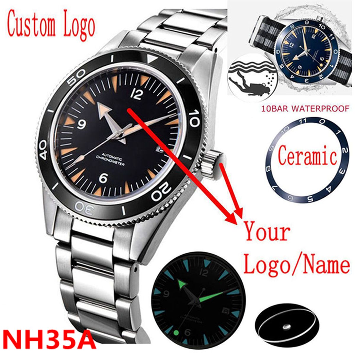 Własne logo NH35 zegarek z mec – Luxury Watch Logos recenzja i cena